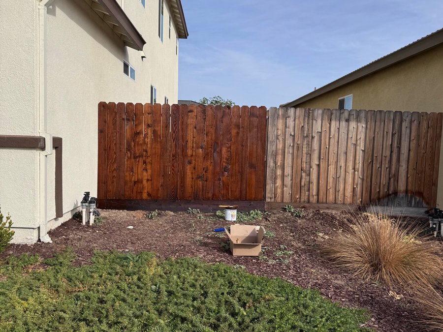 Wood fence fully restored after ORS Clean staining — Campbell CA