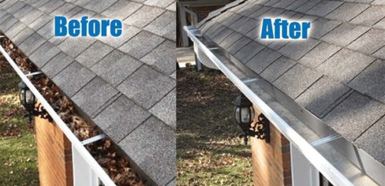Before and after gutter cleaning in Gilroy, CA by ORS Clean